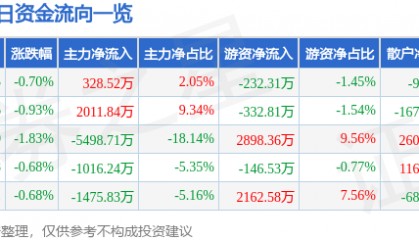 股票行情快报：京能电力（600578）8月29日主力资金净买入328.52万元