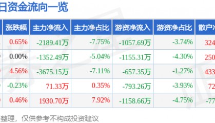 京能电力（600578）10月17日主力资金净卖出2189.41万元