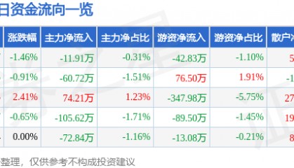 股票行情快报：朗科智能（300543）3月12日主力资金净卖出11.91万元