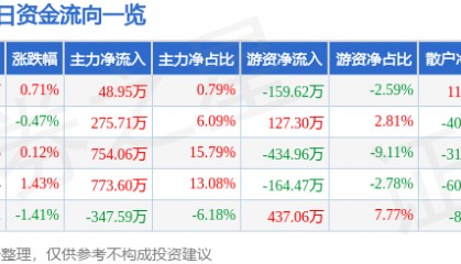股票行情快报：芯能科技（603105）7月29日主力资金净买入48.95万元